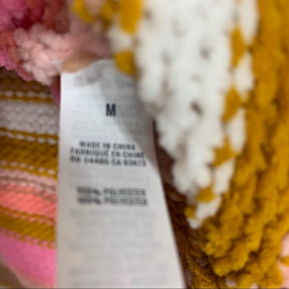 Aerie Oversized Pink Brown Peach White Multi Stripe Chenille Knit Sweater New - Picture 10 of 13